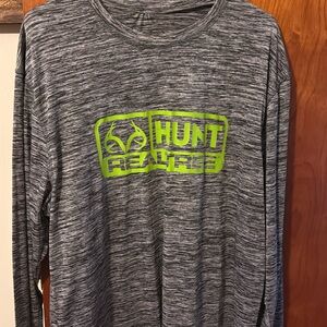Realtree Gray Long Sleeve Shirt with Green Logo